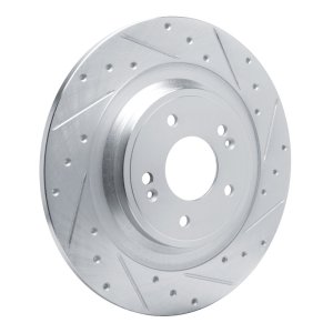 Hyundai Ioniq 5 Brake Rotor (1) - Rear Right - R1 Concepts - Drilled & Slotted - Silver - `22-`25